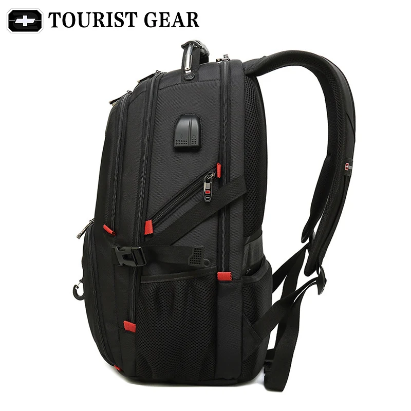 men's swiss backpacks travel bag business anti theft backpack men mochila USB Charging 15.6 17 inch Laptop Backpack waterproof images - 6