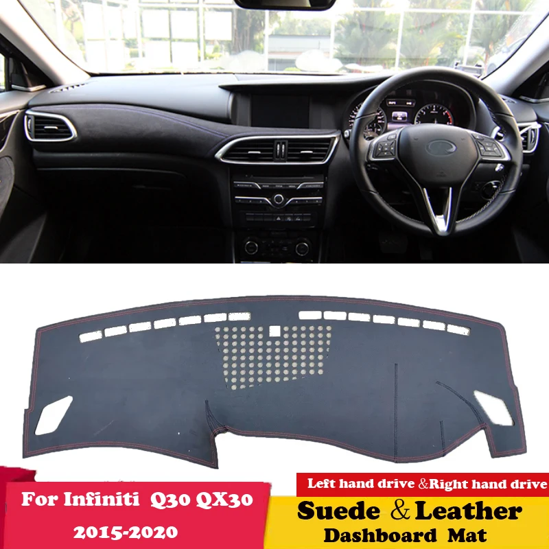 

For Infiniti Q30 QX30 2015 2016 2017 2018-2020 Leather Dashmat Dashboard Cover Pad Dash Mat Carpet Car-styling Accessories Suede
