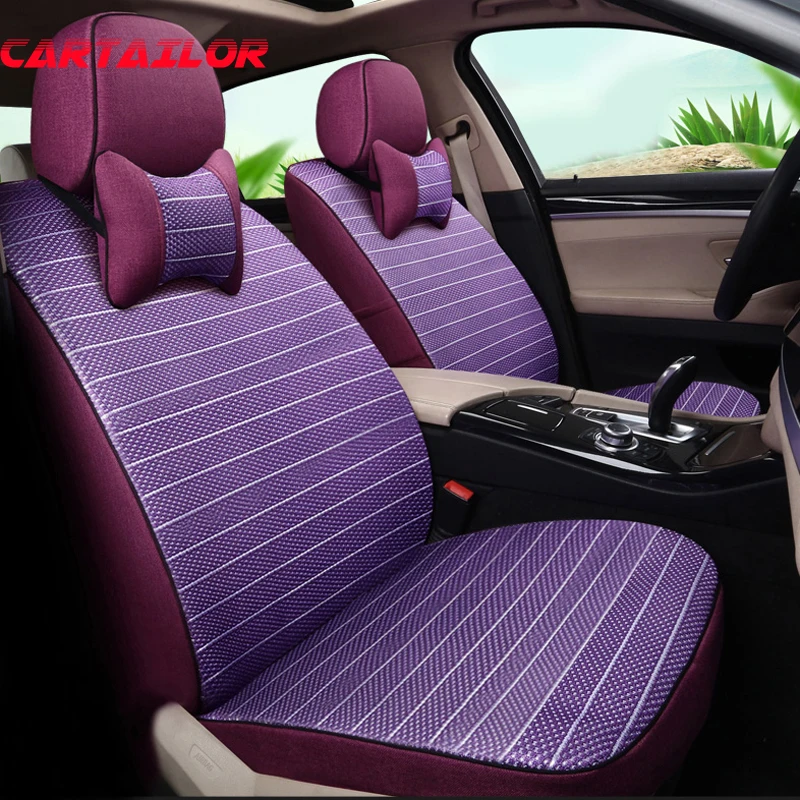 

CARTAILOR Car Seat Cushion Support for Dodge Journey 2010 Seat Covers Cars Accessories Linen & Ice Silk Car Seat Cover Protector
