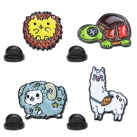 sheep lapel pins tortoise enamel badges women anime brooches on backpack cute cartoon animals hijab pins badge decorative brooch