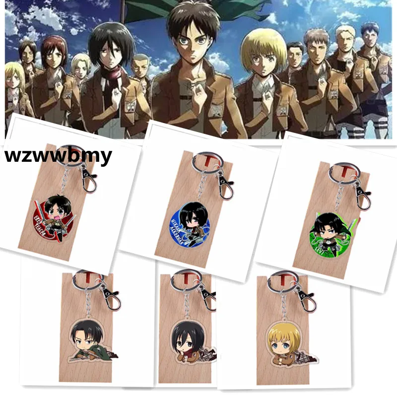 

2021 Attack on Titan Keychain Double Sided Acrylic Key Chain Pendant Anime Accessories Cartoon Key Ring
