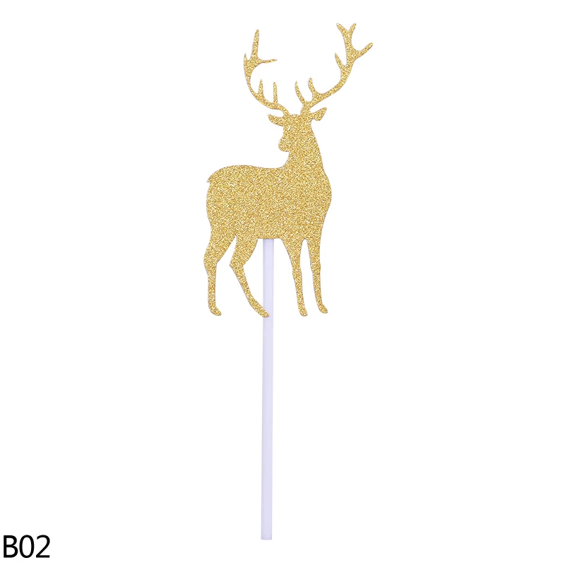 b02 gold elk 10 шт, рождественские мини елки торт фигурки жениха и невесты; для детей, Рождественская детская одежда, вечерние поставки подарки год вечерние украшения торта - Цвет: b02 gold elk