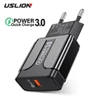USB зарядное устройство USLION, Quick Charge 3,0 EU US Plug, быстрое настенное зарядное устройство для iPhone 7 8 Samsung S7 S8 S10 Note 5 8, мобильный телефон, зарядные устройства