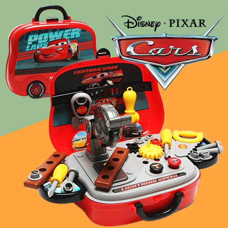 

Disney Play House Toys Fix Tools Engineering Box Pixar Cars 2 3 Lightning Mcqueen Portable Tools Box Car Double Layer Gift Kid