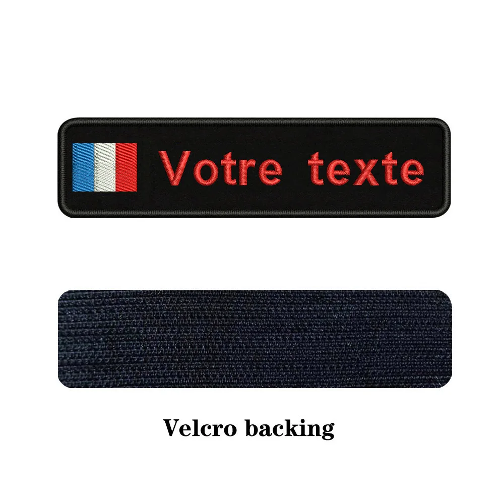 Rose red-Velcro Таможня Вышивка Флаг Франции имя или заплатка с текстом 10 см* 2,5 см значок Утюг на или липучке Подложка для одежды брюки рюкзак шляпа - Цвет: Rose red-Velcro