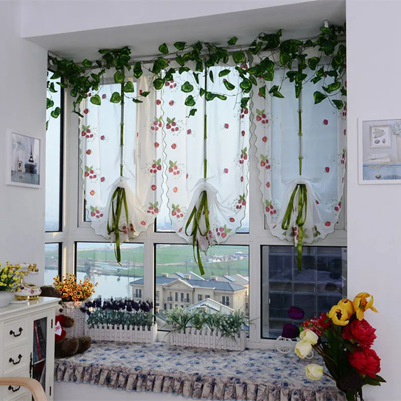 

100*80 см Ouneed Тюль с вышивкой клубничного цветка, высококачественный оконный экран, s-занавеска, подарок, Противомоскитный экран