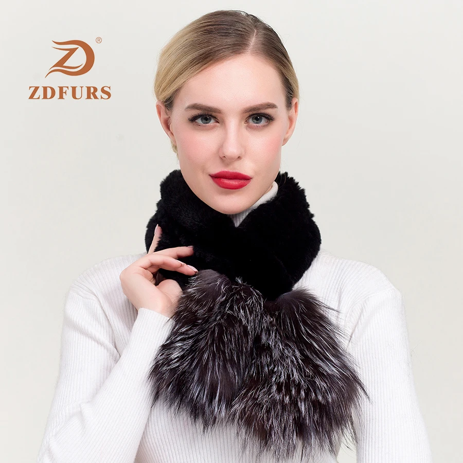 ZDFURS * Новинка 2019 зимние женские ботинки из натуральной шарф меха кролика Рекс