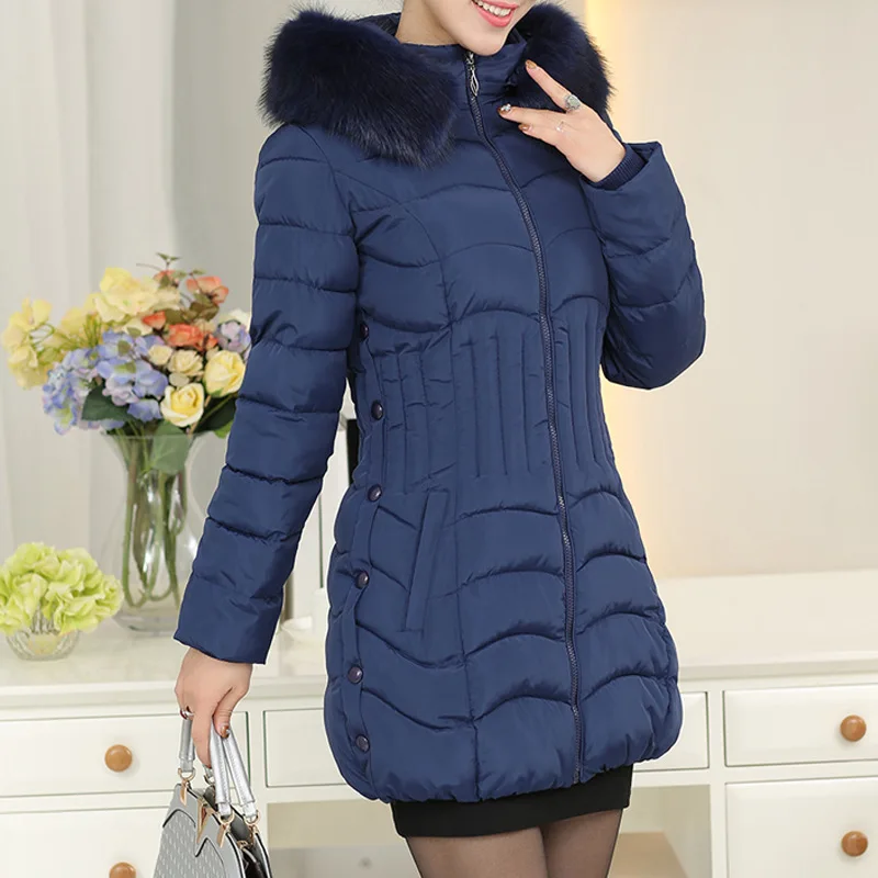 Зимняя куртка женская парка зимняя с капюшоном теплая хлопковая шуба плюс размер