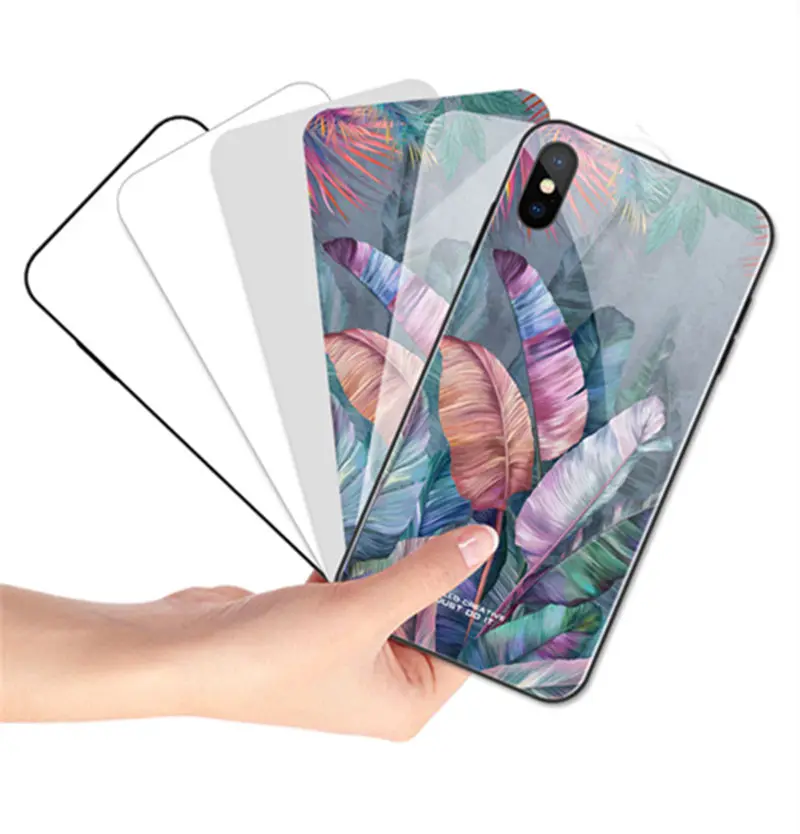 Full Cover Glass Case For iPhone XS Max XR X Colorful Painted Edge Phone Cases 7 6 6S 8 Plus Solid Back |