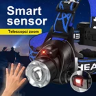 Индукционный Мощный светодиодный налобный фонарь HEDELI 18650, перезаряжаемый налобный фонарь, Usb-фонарь для рыбалки, налобный фонарь, светодиодный налобный фонарь с зумом