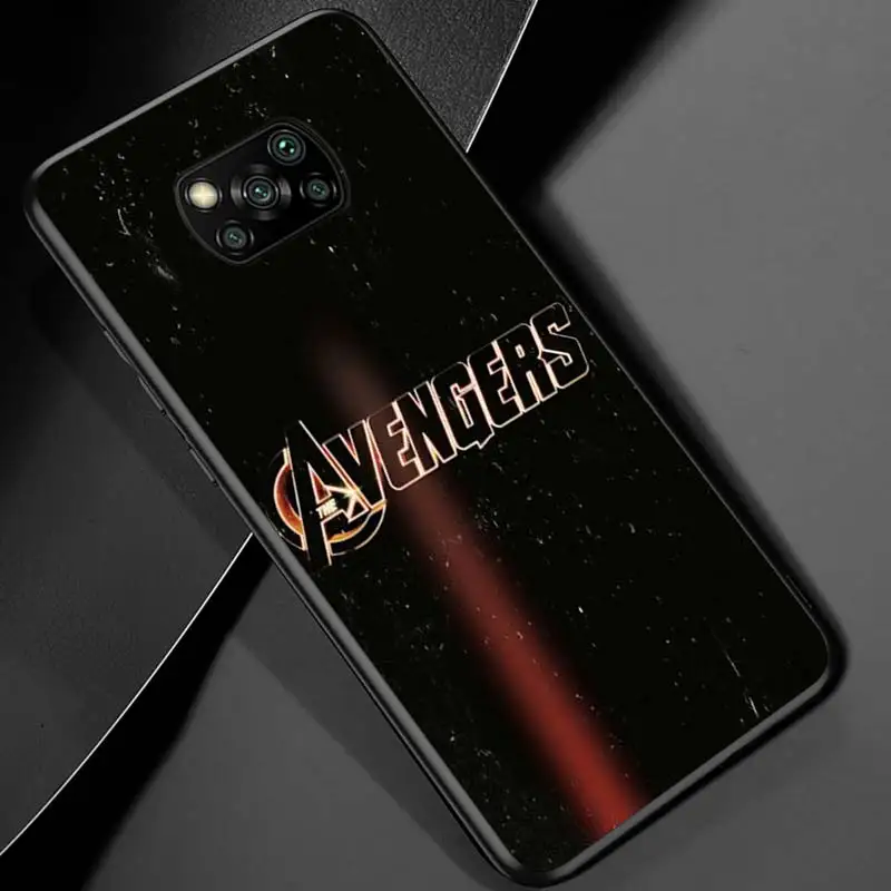 marvel logo avengers silicone for xiaomi poco x3 nfc m3 m2 x2 f3 f2 pro c3 f1 mi play mix 3 a2 a1 6x 5x black soft phone case free global shipping