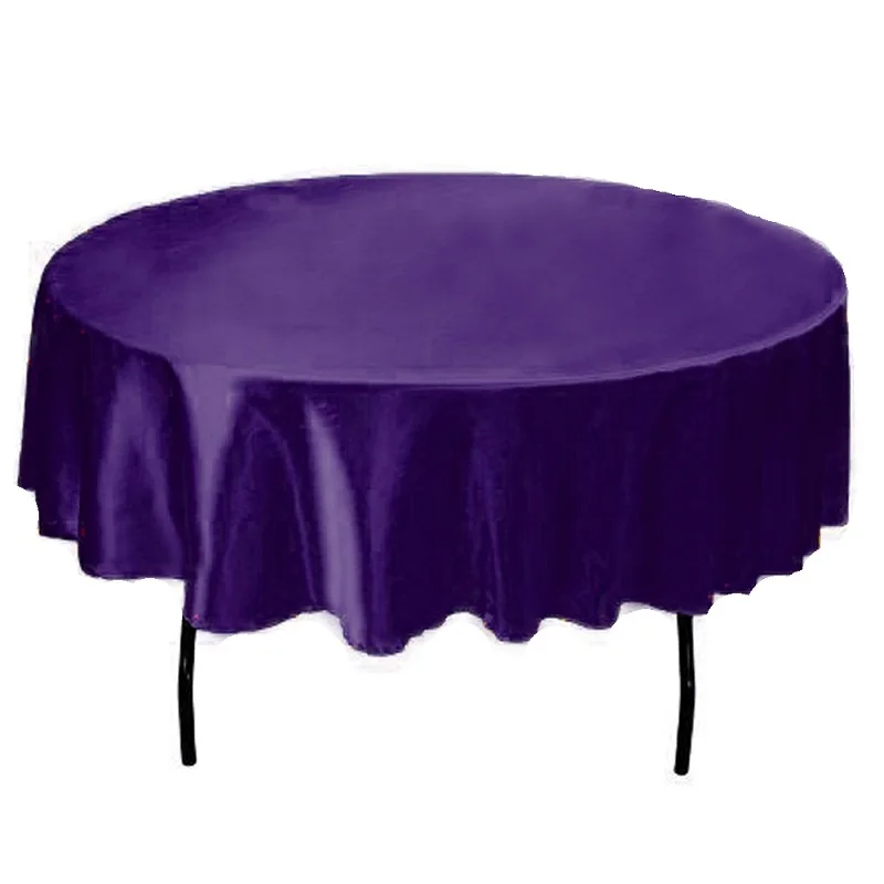 purple 1 шт., 145x145 см, круглая сатиновая скатерть, покрытие для стола, посуда для ресторана, отеля, банкета, дома, свадьбы, вечеринки, украшение стола - Цвет: purple