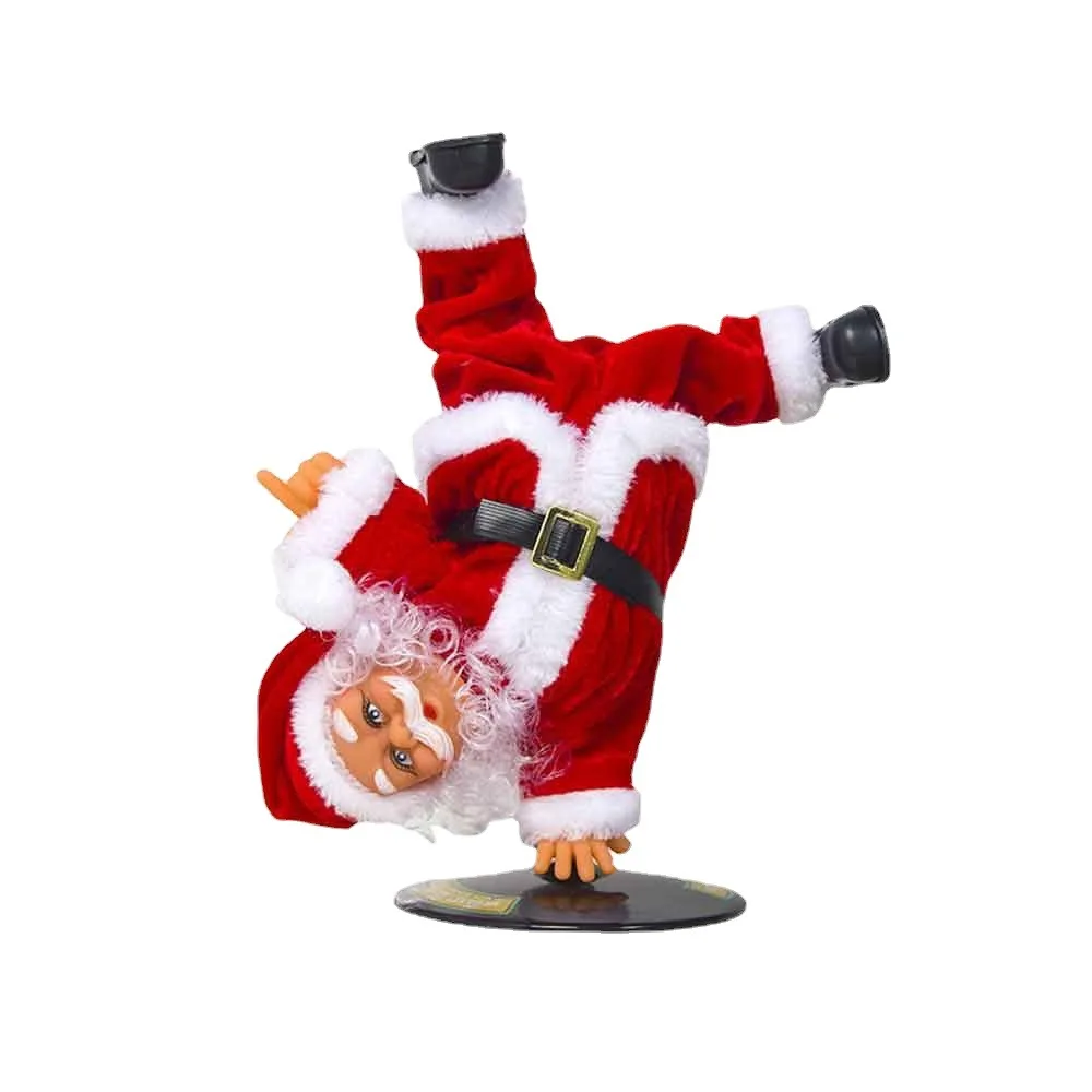 

Xmas Ornament Santa Musical Christmas Electric Singing Santa Claus Toy Inverted Rotate Singing Dancing Santa Doll Toys for Kids