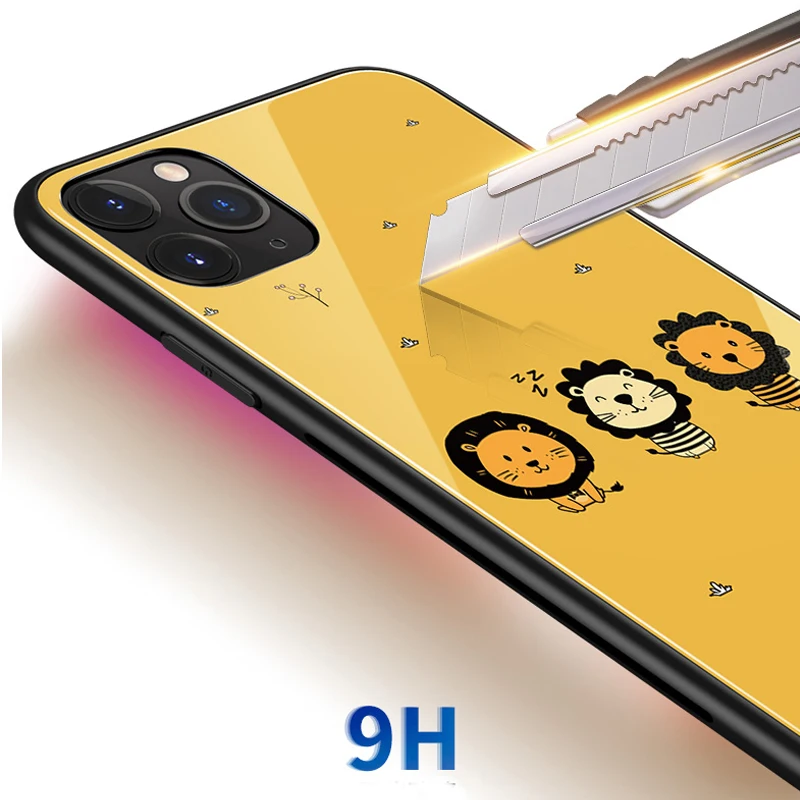 Для iphone 11 pro max 6,5 6,1 чехлы из закаленного стекла защитные чехлы для телефона с милым животным котом для iphone 11 pro стеклянная оболочка Крышка