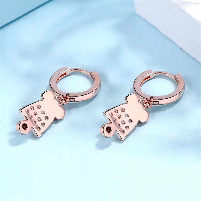 

Elegant Rose Color Christmas Star Cute Elk and Bells Earrings Girl Women Drop Earring Fashion Jewelry Gift