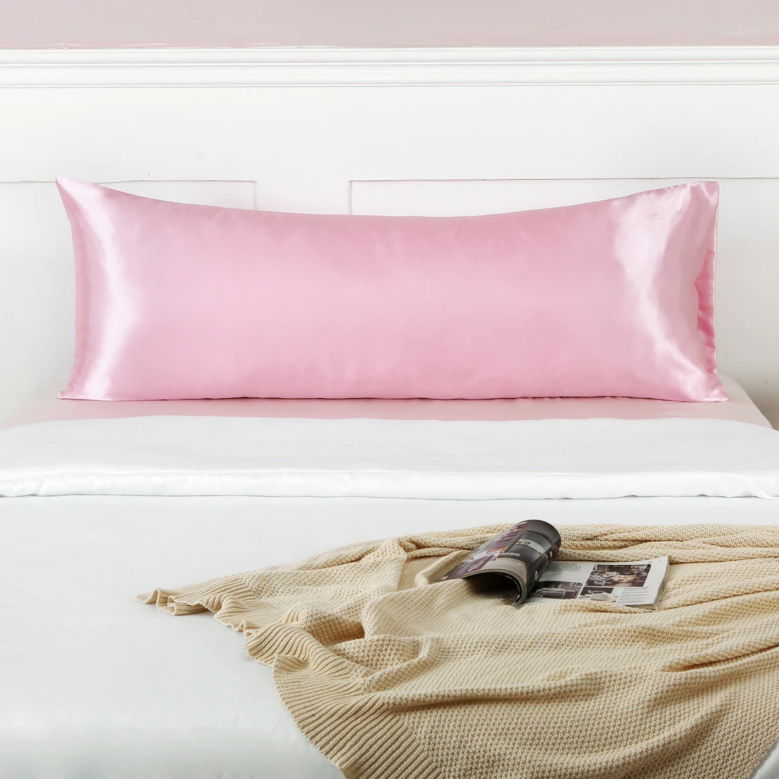 

51X137Cm Satin Imitation Silk Soft Comfortable Pillow Cover Luxury Body Pillowcase with Envelope Closure Long Pillow Case