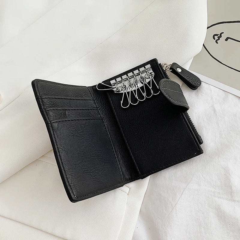 

Women Wallet Fashion Short Wallet Small Wallet Simple Wallet Lady Coin Purse Card Holder Multifunction Purse with Key Holder