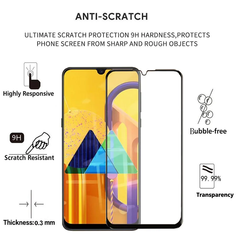 Закаленное стекло для Samsung Galaxy A51 A71 A50 Защитное экрана M30s A10 A20 A30 A40 A70 A01