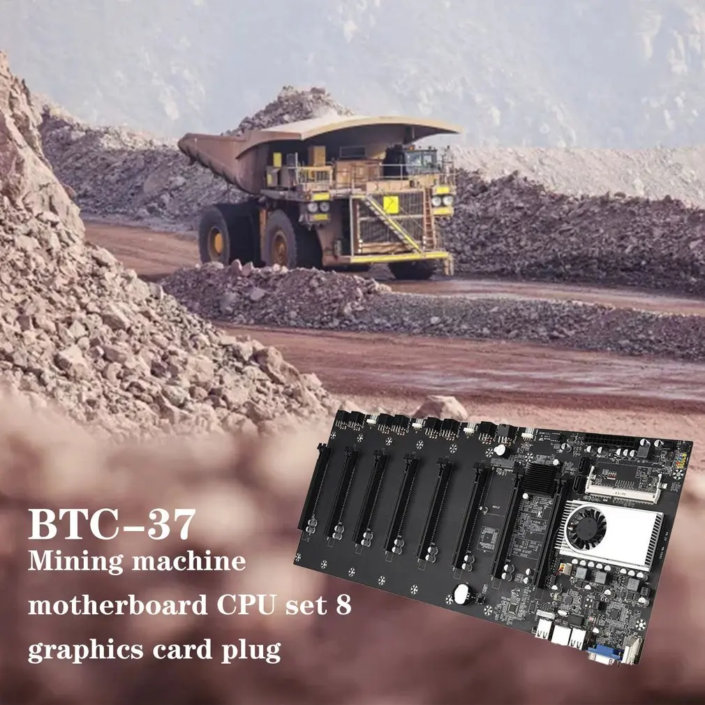 

BTC-37 Miner Motherboard CPU Set 8 Video Card Slot DDR3 Memory Integrated VGA Interface Low Power Consumption