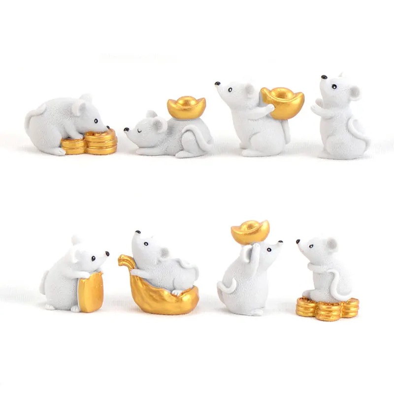 

Chinese Mouse Year Lucky Yellow Money Fortune Cute Mouse Ornaments Rich Mice Small Statue Figurine Crafts Cute Animal Decor