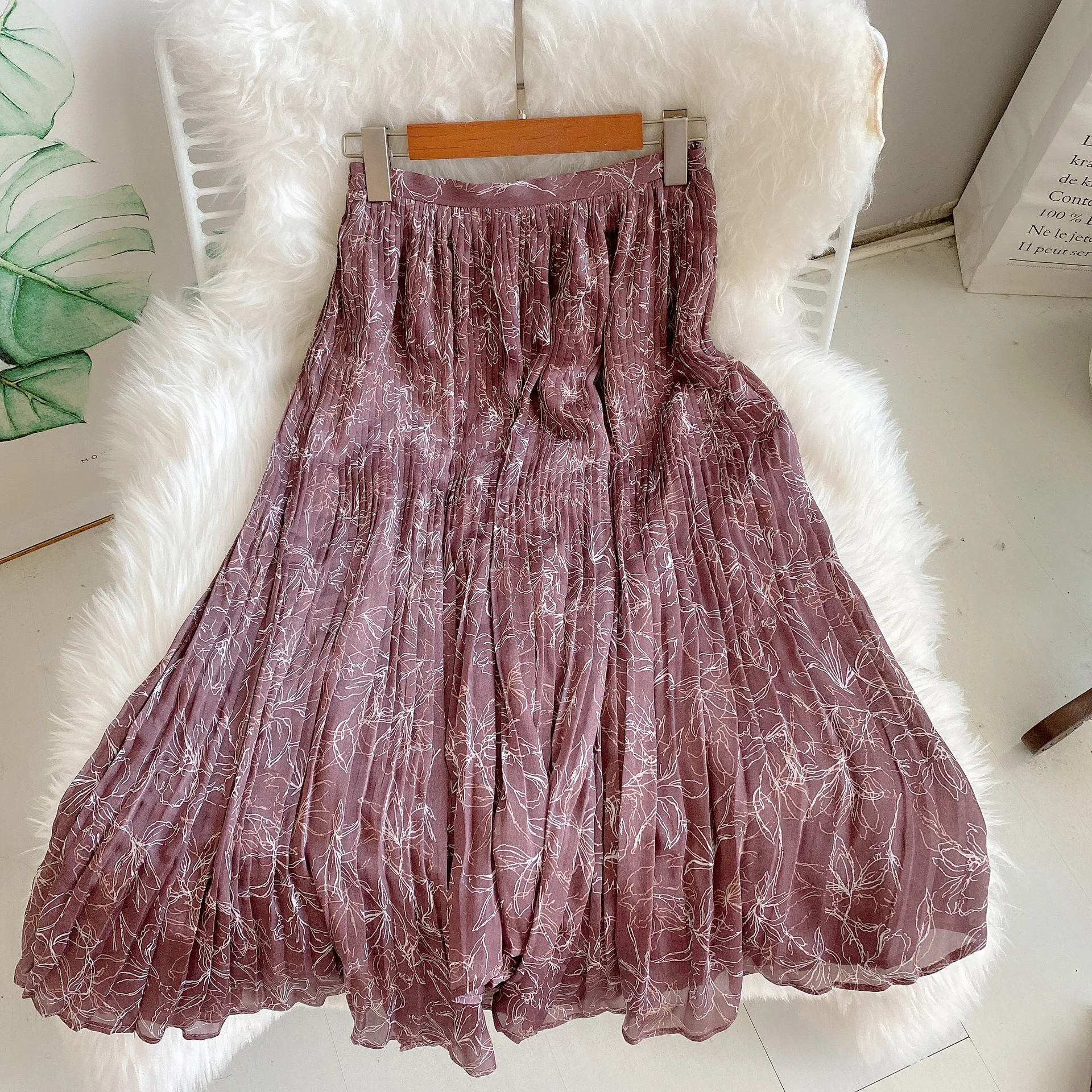 Осень-зима 2020 новая продукция юбка с высокой четкостью асимметричными складками