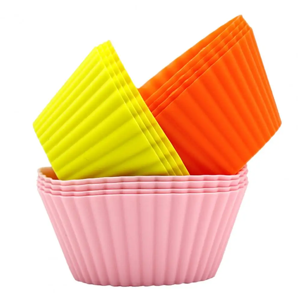 12Pcs Baking Cup Mold No Odor Eco-friendly Solid Color Easy to Clean Silicone Greaseproof Muffin Cake Kitchen Tool | Дом и сад