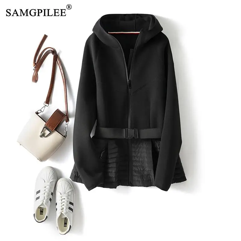 

Женская зимняя куртка, новинка 2021, облегающая хлопковая офисная ветровка составного кроя на молнии с длинным рукавом, ветровка для женщин 4XL