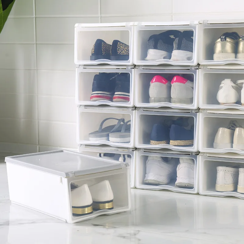 

Louis fashion Japanese flip-top shoe box can be stacked transparent plastic box family bedroom thickened storage cabinet