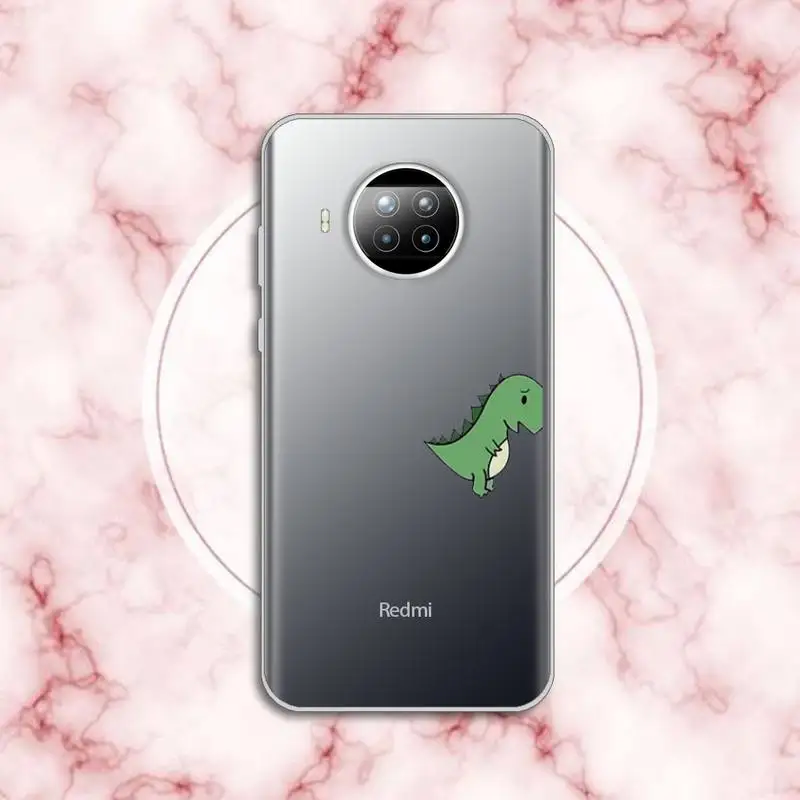 

Cute animal dinosaur couple luxury protective Phone Case funda Transparent for Xiaomi Redmi note 10 t 8 9 pro lite 11