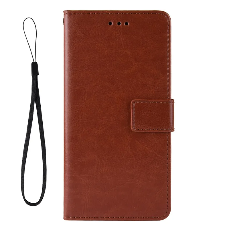 Brown Leather case Phone Accessories Phone Flip Case for mi 8 9 Mobile Cover Anti-fall Card Kickstand - Color: Brown