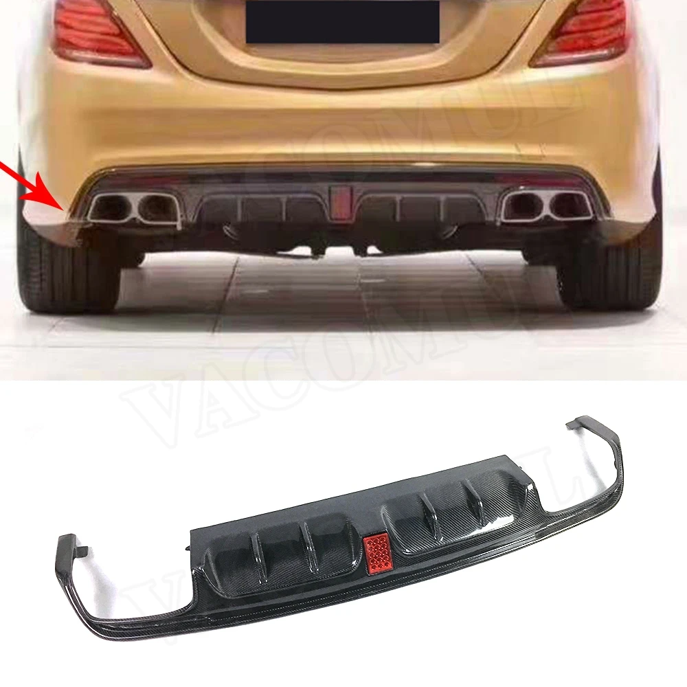 Для S Class W222 углеродного волокна диффузор губа на задний бампер спойлер для Mercedes