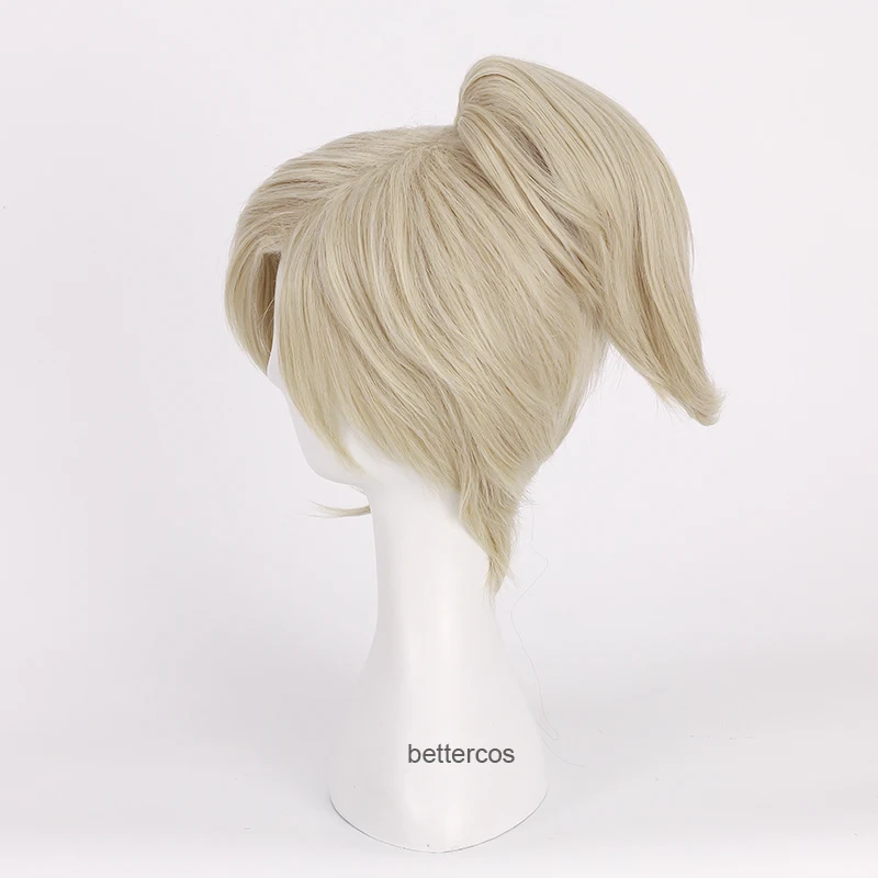 Парик для косплея из короткого льняного светлого конского хвоста термостойких