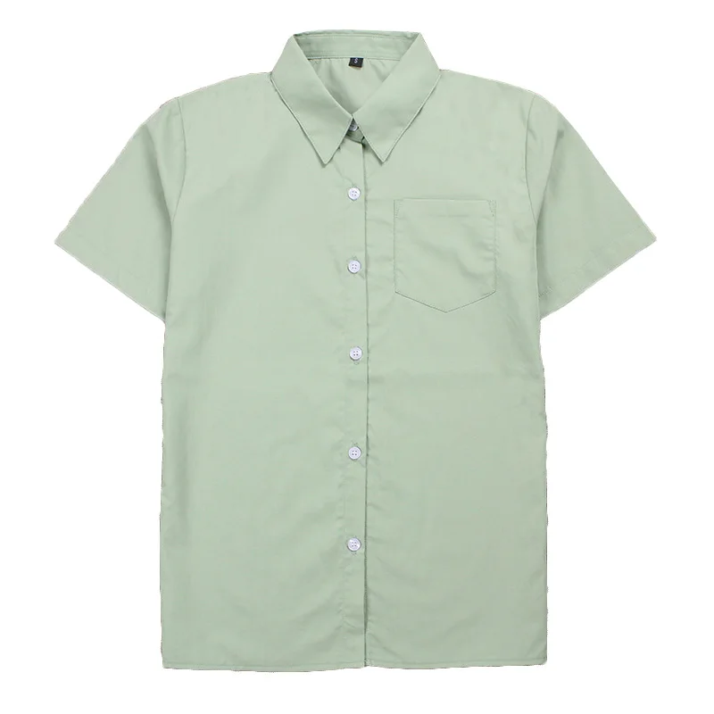 

XS-5XL Women's Matcha Tops Summer Slim V Neck Short Sleeve Shirt JK School Uniform Blouses Student Clothes