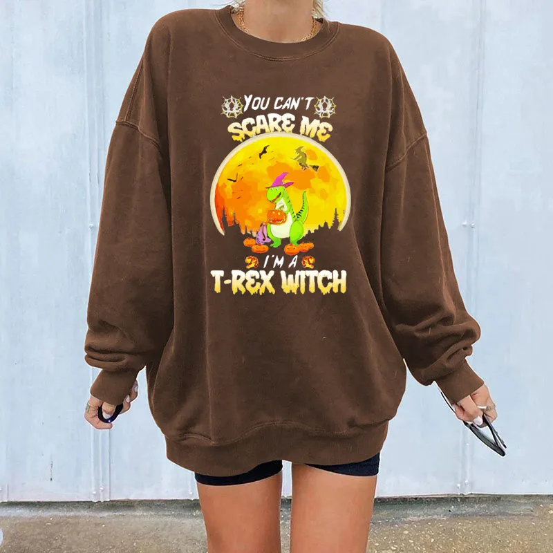 

Women DIY Pullover Sweatshirts You Can't Scare Me Letter Oversize Sweatshirt Streetwear Elastic Sports Tops Custom Design 2021
