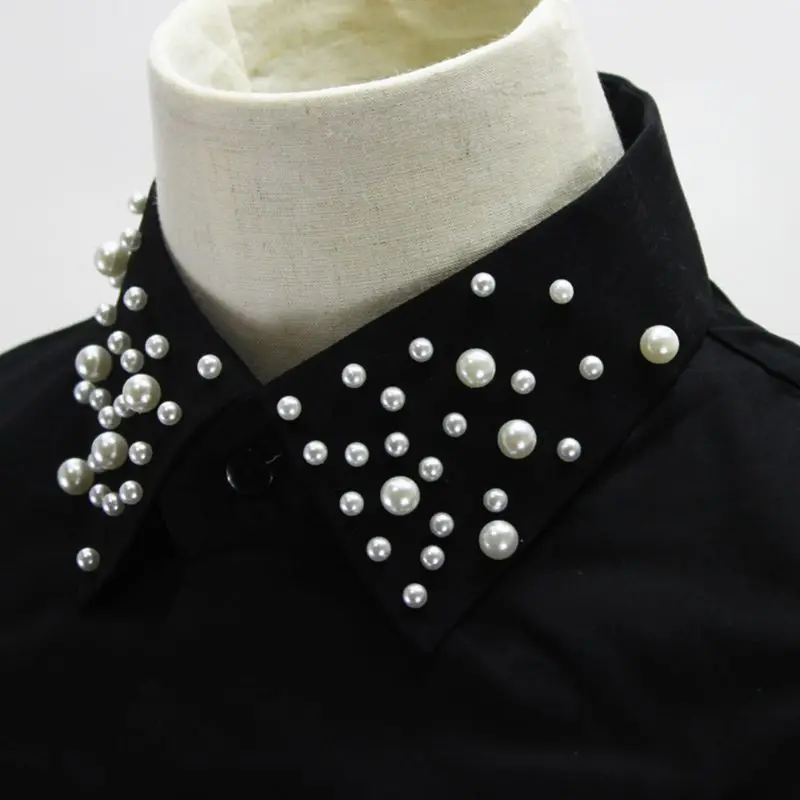 

Fashion Fake Collar Women Pearl Decorate Faux Collar Detachable Collar Lapel Blouse Ladies Adjust Clothes Accessories