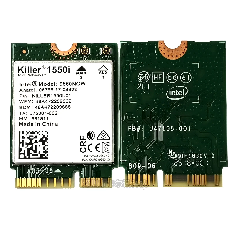 Оригинальная Двухдиапазонная сетевая карта модель Intel 9560 KILLER 1550i AC Gigabit 2400M