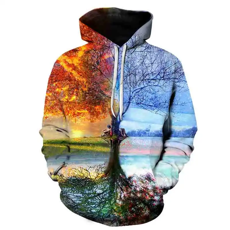 

Brand new 3d printing hoodie round neck pullover hooded sweatshirt green grass casual sweatshirt street fashion men's jacket