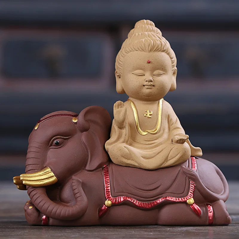 Китайский статуя будды фиолетовый песок ручной резной гуаньинь аксессуары для