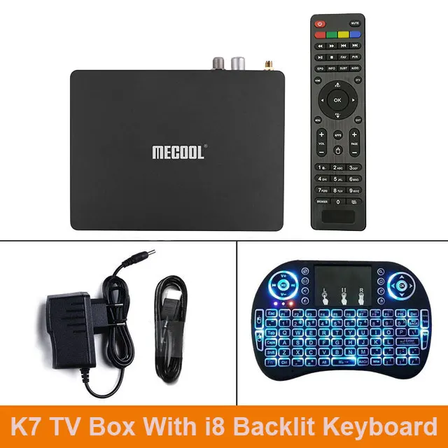 K7 TV BOX i8 Backlit Mecool K7 tv Box Amlogic S905X2 DVB T2 DVB S2 DVB C 4 Гб DDR4 64 Гб rom Android 9,0 двойной WiFi светодиодный антенна дисплея телеприставка - Цвет: K7 TV BOX i8 Backlit