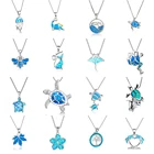 Цвета: Королевский Синий Имитация Опал Симпатичные Медузы кулон ожерелье для женщин браслеты с подвесками с украшением в виде кристаллов с рисунком 