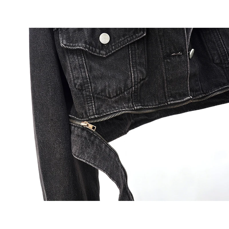 Осенняя винтажная синяя черная джинсовая куртка Женская Корейская Свободная на