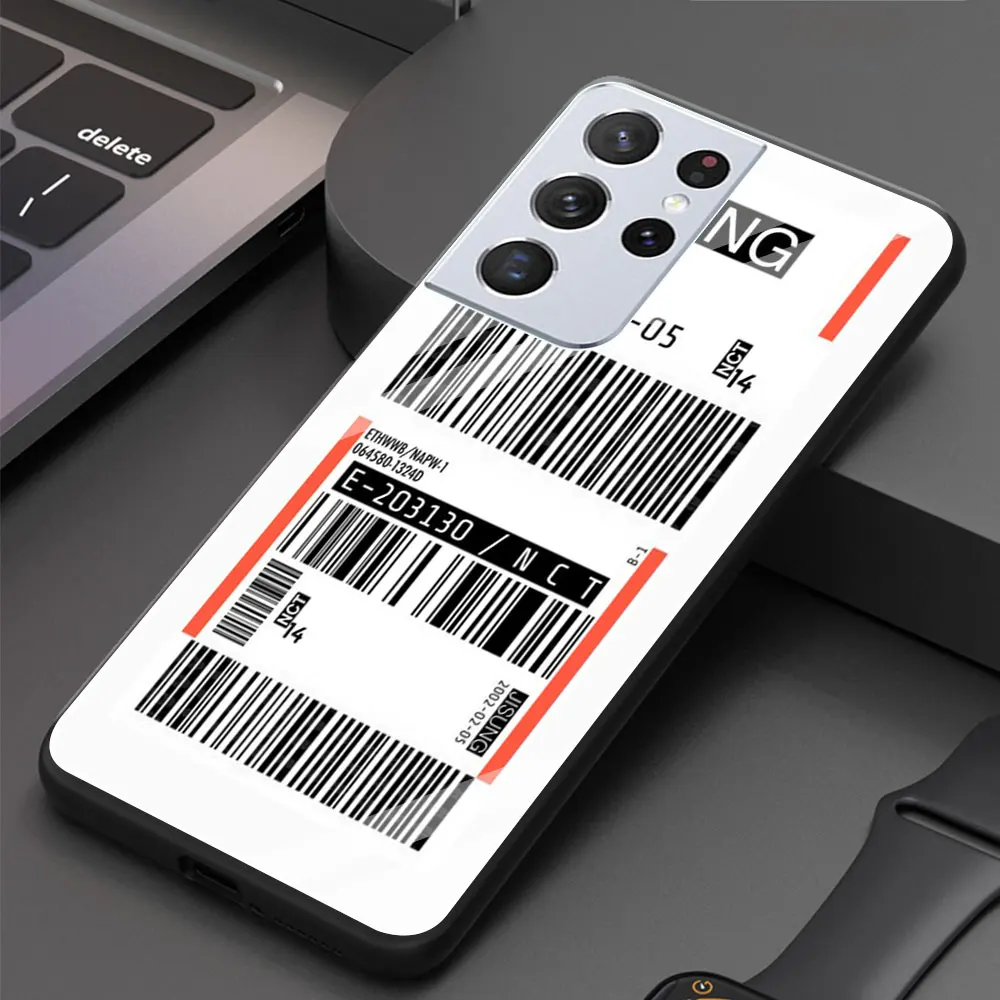 

Label Air Tickets Glass Cover for Samsung Galaxy S20 FE S21 S20 Ultra S10 Lite S10E S9 S8 Plus Luxury Soft Edge Case Shell