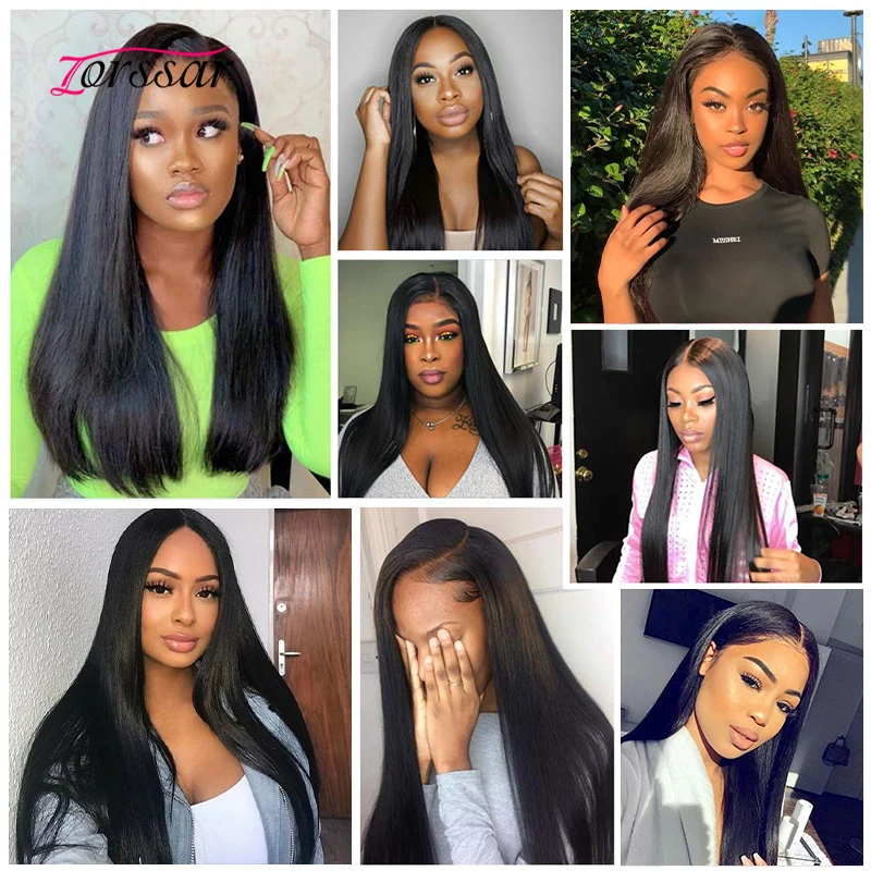 

13x4 Straight Lace Front Human Hair Wigs 180% Density Brazilian Human Hair Wigs For Black Women Pre Plucked Natural Color
