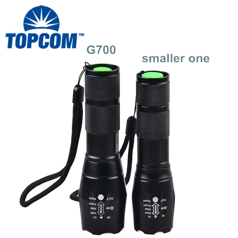 TOPCOM водонепроницаемый фонарик с фокусировкой и зумом 2000лм светодиодный фонарь T6 18650 перезаряжаемый фонарь