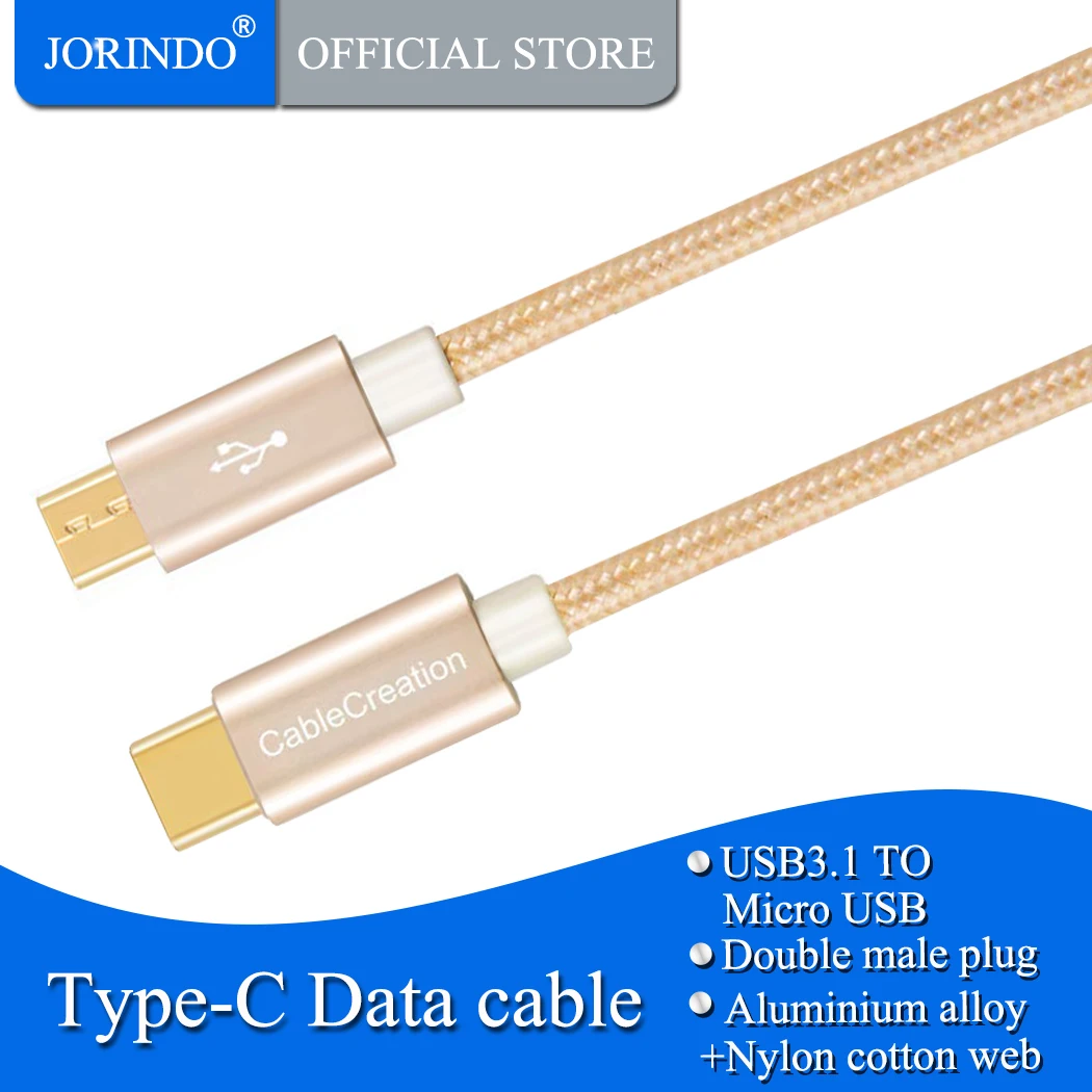 

USB C к Micro USB, JORINDO usb type C к Micro USB 2,0 кабель для зарядки и передачи данных, usb type C устройства для Android устройств, алюминий