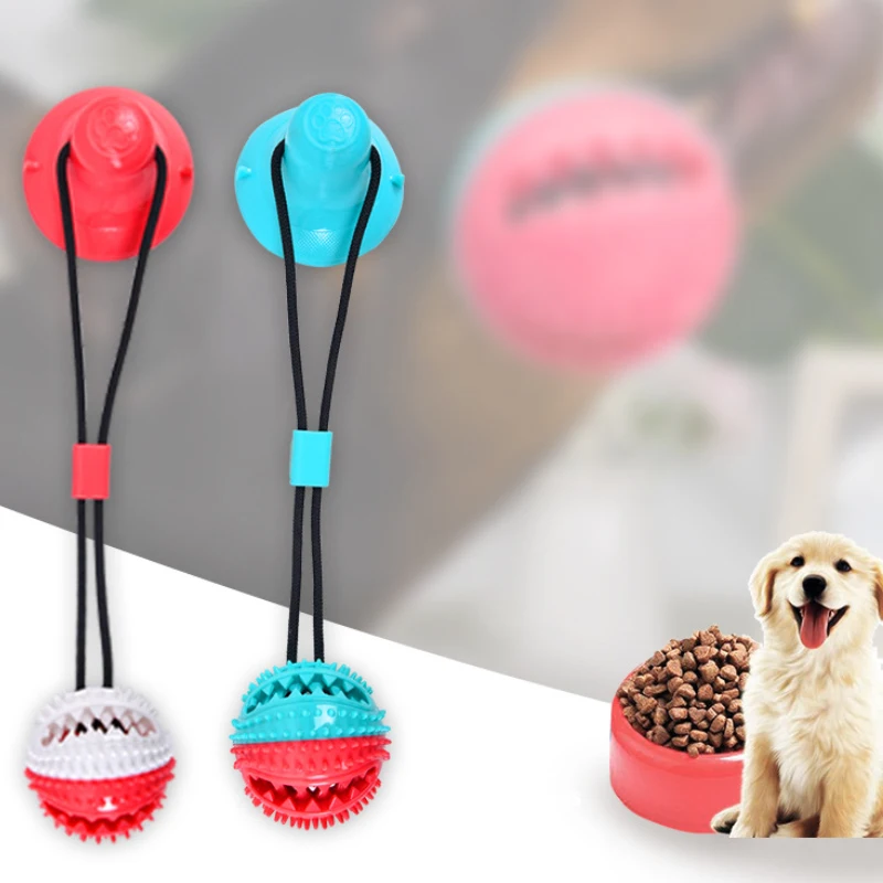 

2021 Pet Dog Toys with Sucker Rubber Ball Chew Puppy Toys Molar Clean Teeth Spilled Toy Leaking Food for Small Dogs Jouet Chien