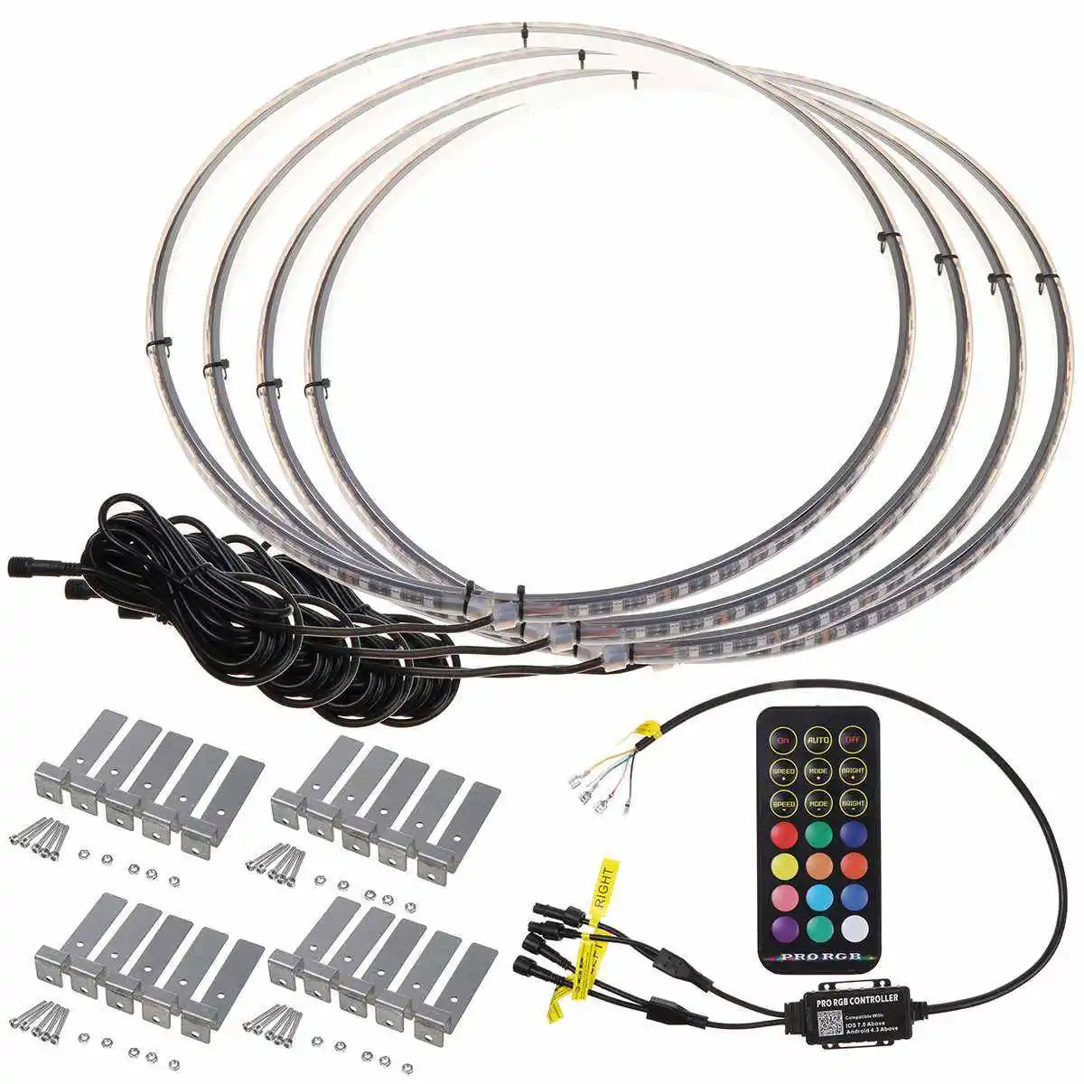

led lights 4pcs 15.5 inch 5050-RGB SMD LED Color Wheel Rim Lights Bluetooth APP control Wheel Rings Lights Kits Car Acce