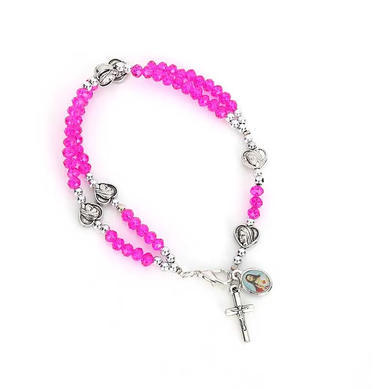 Браслет с застежкой Лобстер браслет четки кристаллами Сердце центр святая