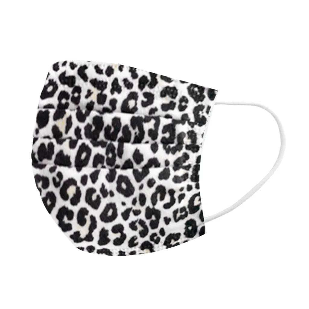 10pc Adult Unisex Disposable Masker Fashion Leopard Printed Mouth Mask Breathable Outdoor Safety Face Mascarilla | Безопасность и