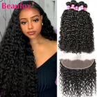 Beaufox малайзийская искусственная кожа с фронтальной волной 3 пучка с застежкой Remy волосы с кружевной фронтальной